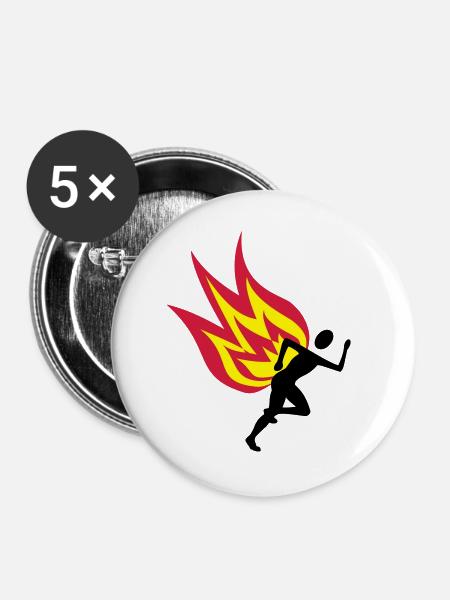 Jogger Feuer - Buttons groß 56 mm (5er Pack) - Weiß