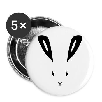 Hase Kaninchen Häschen Osterhase Feldhase bunny - Buttons groß 56 mm (5er Pack) - Weiß - Vorne