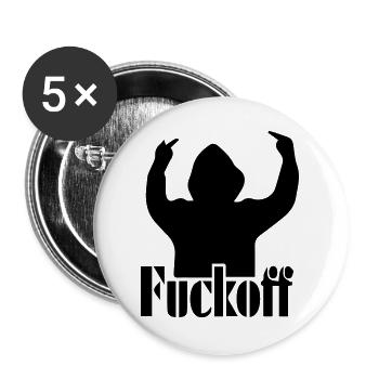 Fuck you, fuck off, middle finger, stinky finger, - Buttons large 2.2''/56 mm (5-pack) - white - Front