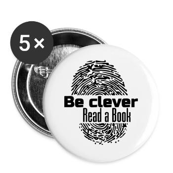 Be clever - Read a Livre Livres Lire Cadeau - Lot de 5 grands badges (56 mm) - blanc - Devant