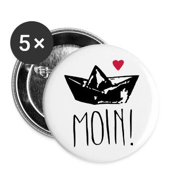 moin herz - Buttons groß 56 mm (5er Pack) - Weiß - Vorne