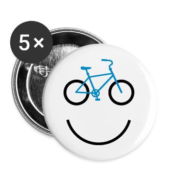 bicycle smiley - Buttons large 2.2''/56 mm (5-pack) - white - Front