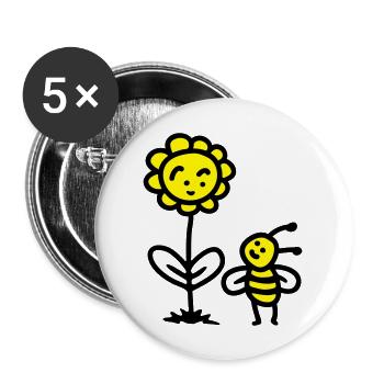 Bee Flower - Buttons large 2.2''/56 mm (5-pack) - white - Front