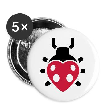 Heart Ladybug - Buttons large 2.2''/56 mm (5-pack) - white - Front