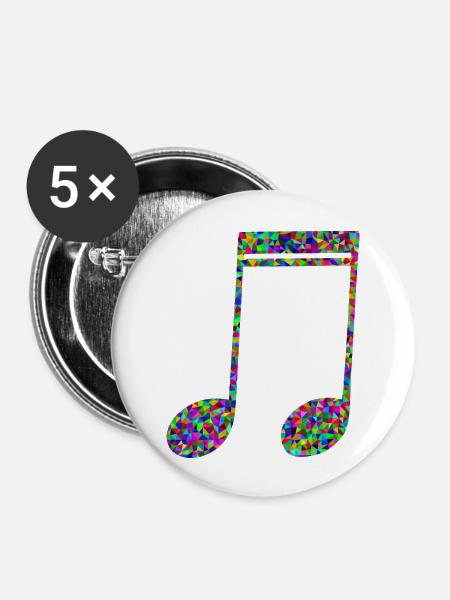 Musiknote - Buttons groß 56 mm (5er Pack) - Weiß