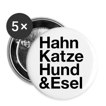 BREMEN Stadtmusikanten Hahn Esel Hund Katze - Buttons groß 56 mm (5er Pack) - Weiß - Vorne