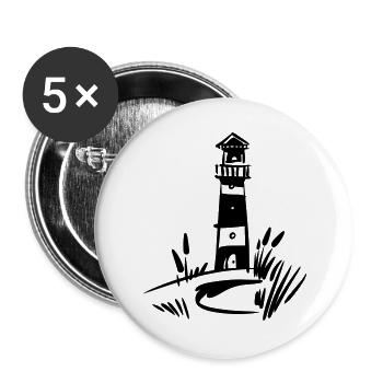 Leuchtturm Design klassisch - Buttons groß 56 mm (5er Pack) - Weiß - Vorne