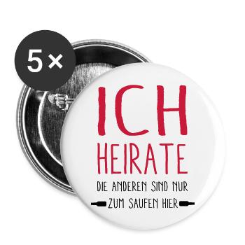 ich Heirate - Buttons groß 56 mm (5er Pack) - Weiß - Vorne