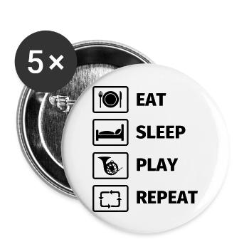EAT SLEEP HORN REPEAT - Buttons groß 56 mm (5er Pack) - Weiß - Vorne