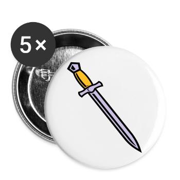Schwert - Buttons groß 56 mm (5er Pack) - Weiß - Vorne