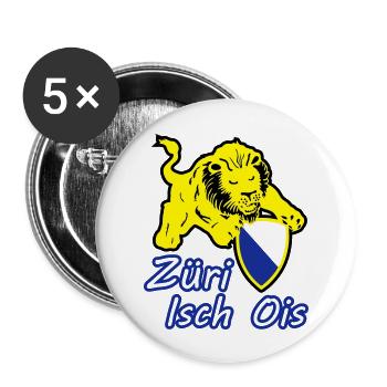 Züri isch ois - Buttons groß 56 mm (5er Pack) - Weiß - Vorne