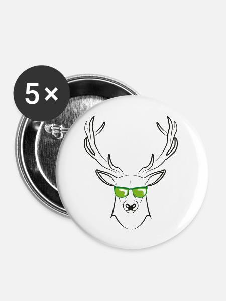 cool deer - Buttons groß 56 mm (5er Pack) - Weiß