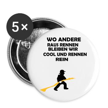 Feuerwehrmann - Buttons groß 56 mm (5er Pack) - Weiß - Vorne