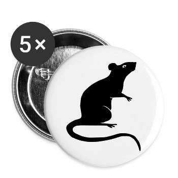 rat rats duo ratty mouse mice animal Rattus - Buttons large 2.2''/56 mm (5-pack) - white - Front
