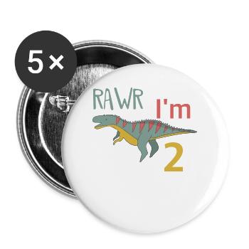To the 2 birthday for boys Ceratosaurus - Buttons large 2.2''/56 mm (5-pack) - white - Front
