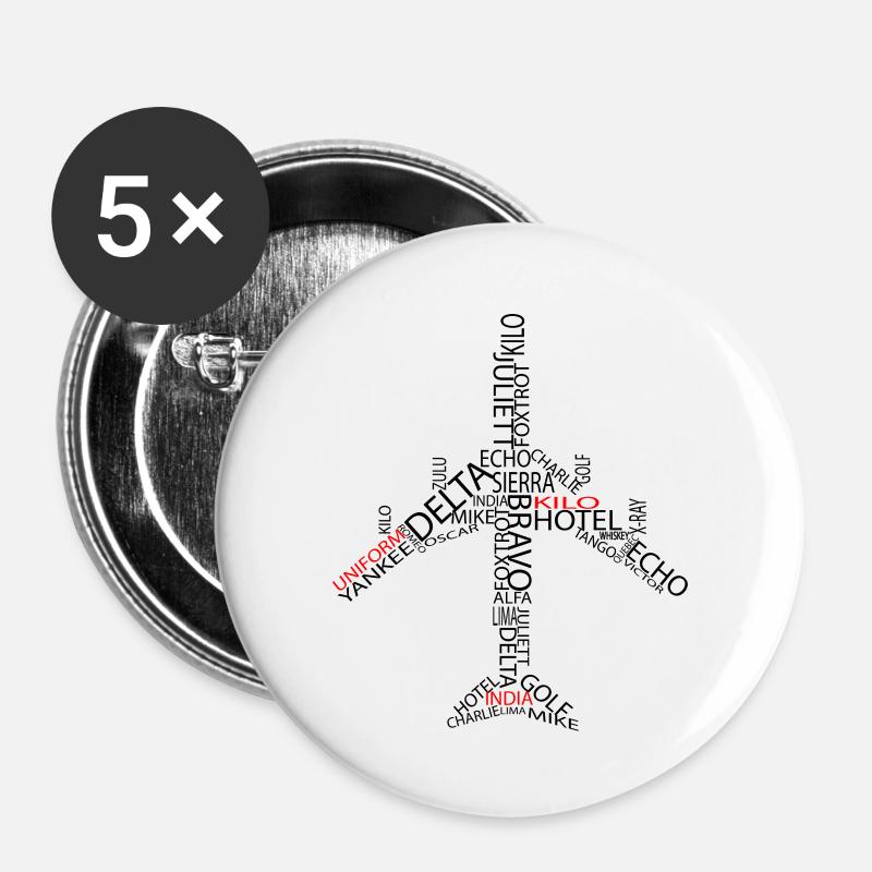 Aircraft 747 - Buttons large 2.2''/56 mm (5-pack) - white