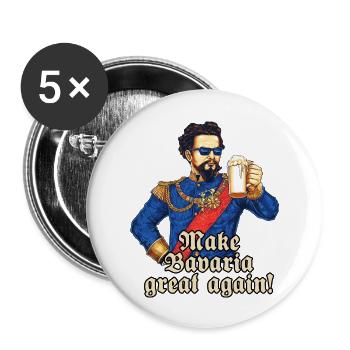 Bavaria great again II - King Ludwig drunk - - Buttons groß 56 mm (5er Pack) - Weiß - Vorne