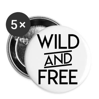 Wild and Free - Buttons groß 56 mm (5er Pack) - Weiß - Vorne