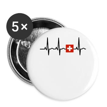 EKG heartbeat SCHWEIZ png - Buttons groß 56 mm (5er Pack) - Weiß - Vorne