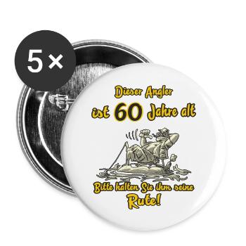 FUN - Dieser Angler ist 60 Jahre Geburtstag - Buttons groß 56 mm (5er Pack) - Weiß - Vorne