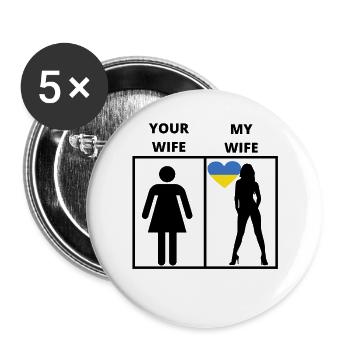 Ukraine gift my your wife - Buttons large 2.2''/56 mm (5-pack) - white - Front