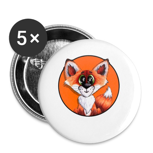 llwynogyn - a little red fox (white) - Buttons/Badges stor, 56 mm (5-pack)