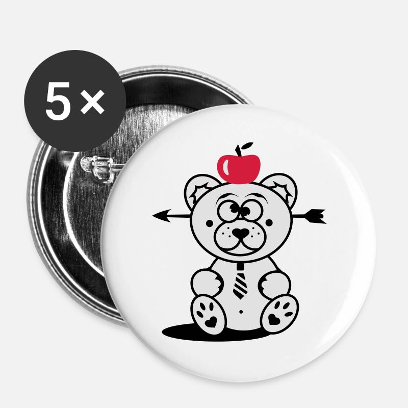 Bear with apple on his head and arrow through his - Buttons large 2.2''/56 mm (5-pack) - white