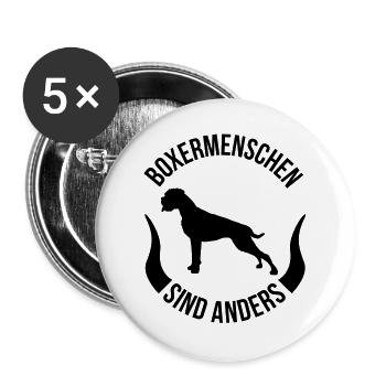 Boxermenschen sind anders - Buttons groß 56 mm (5er Pack) - Weiß - Vorne