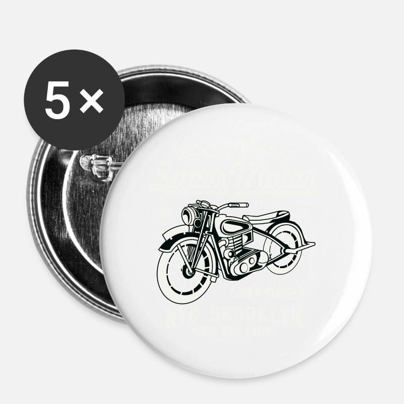 Super Motor - Motorcycle - Buttons large 2.2''/56 mm (5-pack) - white