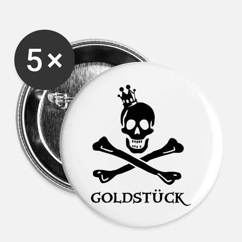~ Gold Pieces ~ - Buttons large 2.2''/56 mm (5-pack) - white