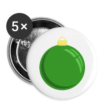 Weihnachtskugel Grün - Buttons groß 56 mm (5er Pack) - Weiß - Vorne