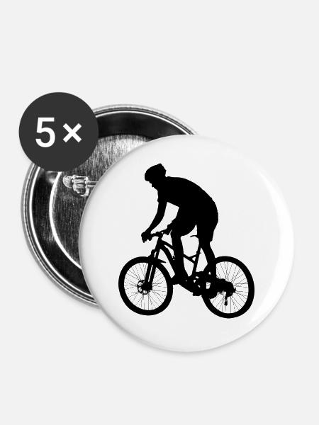 Fahrer des Mountainbikes - Buttons groß 56 mm (5er Pack) - Weiß