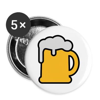 Bierkrung | Beer Mug - Lot de 5 grands badges (56 mm) - blanc - Devant