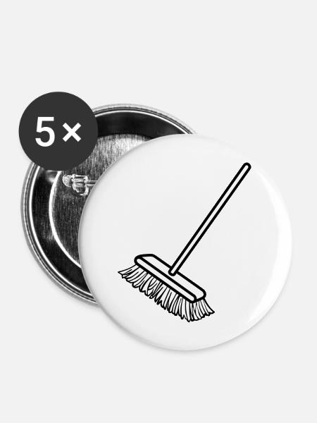 putzen cleaning putzfrau broom wischmop26 - Buttons groß 56 mm (5er Pack) - Weiß