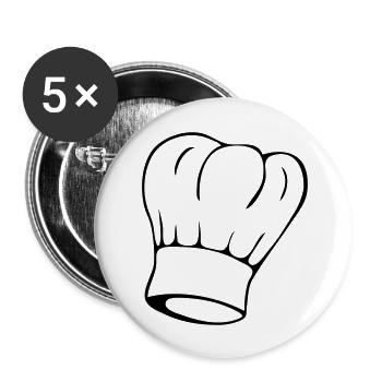 Kochmütze - Buttons groß 56 mm (5er Pack) - Weiß - Vorne