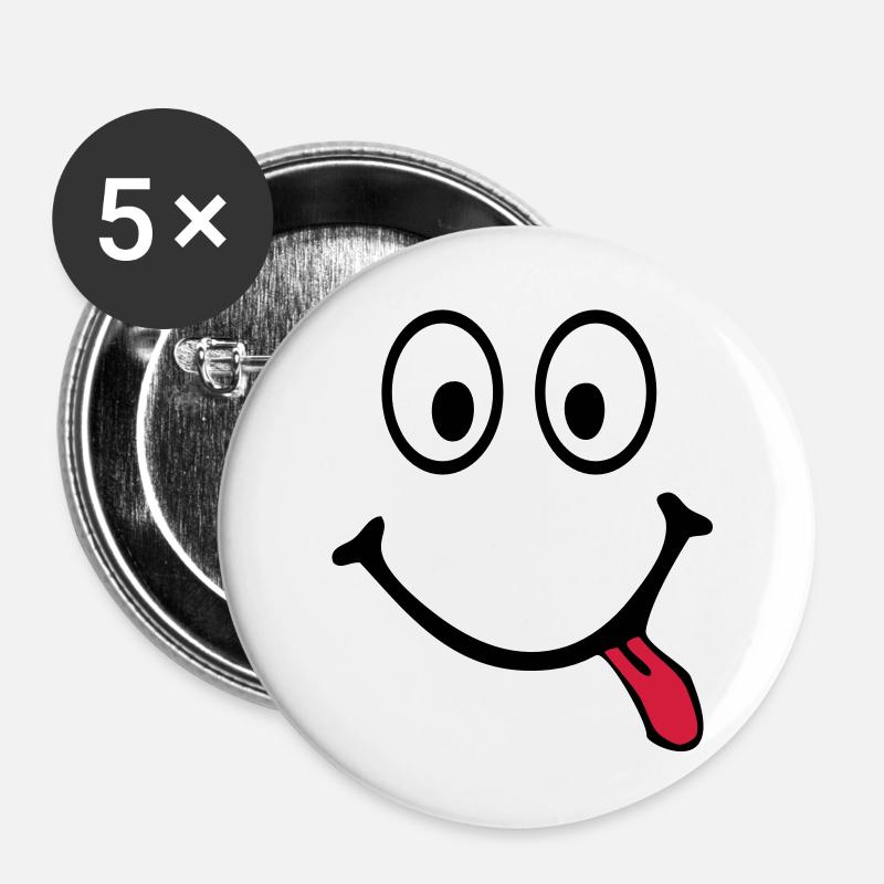 Smiley - Buttons large 2.2''/56 mm (5-pack) - white