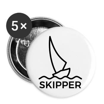 Skipper / segeln - Buttons groß 56 mm (5er Pack) - Weiß - Vorne