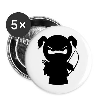 grimmiges Ninjamädel mit Pfeil und Bogen - Buttons groß 56 mm (5er Pack) - Weiß - Vorne