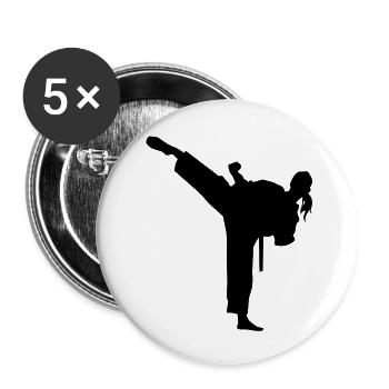 Karate female eu - Buttons large 2.2''/56 mm (5-pack) - white - Front