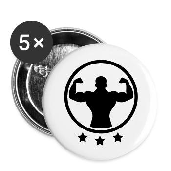 bodybuilding_logo - Buttons groß 56 mm (5er Pack) - Weiß - Vorne