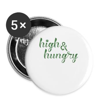 high and hungry hemp jamaica mariuhana chill kif - Buttons large 2.2''/56 mm (5-pack) - white - Front