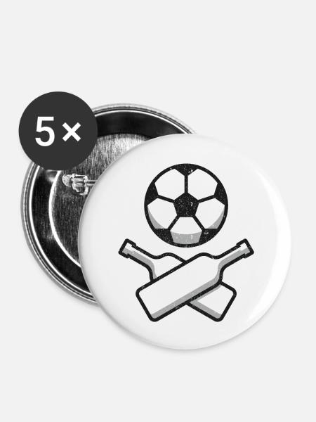 Fussball Skull & Bones - Buttons groß 56 mm (5er Pack) - Weiß