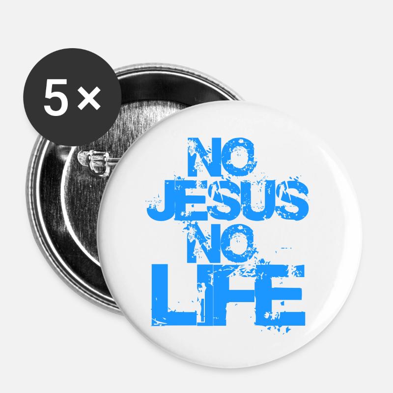 Know Jesus Know Life - Buttons groß 56 mm (5er Pack) - Weiß