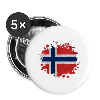 Blobs Norway Norwegian - Flag Gift - Buttons large 2.2''/56 mm (5-pack) - white - Front