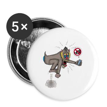 Singe et téléphone portable - Lot de 5 grands badges (56 mm) - blanc - Devant