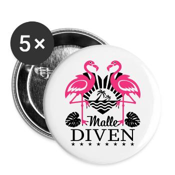 Flamingos Malle Diven Summer Mood Palm Beach 12 - Buttons groß 56 mm (5er Pack) - Weiß - Vorne
