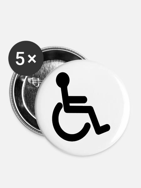 Grundlegendes Rollstuhlsymbol # - Buttons groß 56 mm (5er Pack) - Weiß