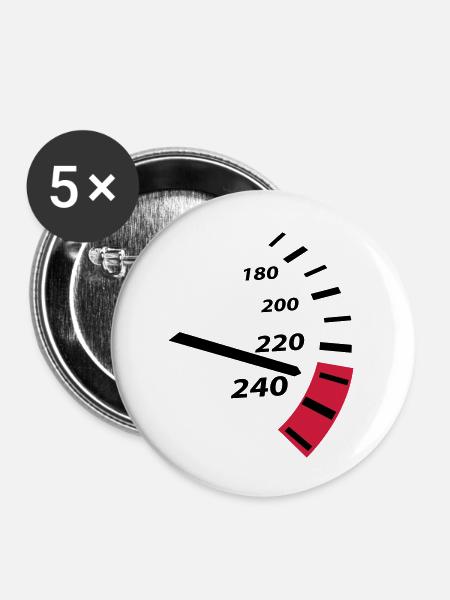tacho, speed, km h - Buttons groß 56 mm (5er Pack) - Weiß