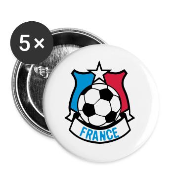 France flag football supporter ecusson7 ba - Buttons large 2.2''/56 mm (5-pack) - white - Front