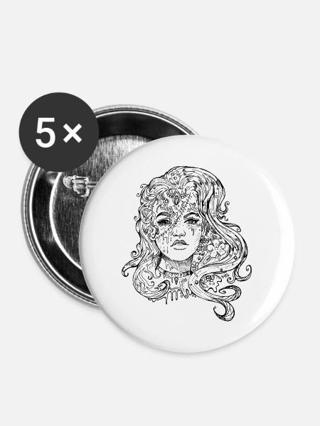 Herzauge - Buttons groß 56 mm (5er Pack) - Weiß